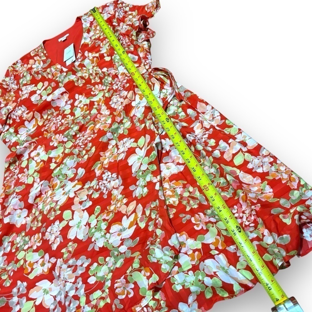 NWT J. Jill Red Papaya Floral Wrap Ruffle Dress - Size Large - Picture 6 of 9